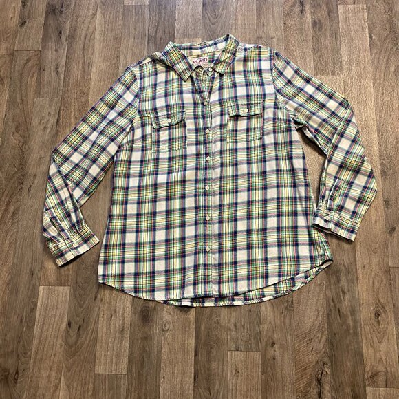 Vintage Old Navy Plaid Button Front Shirt Women's Size Large - Picture 1 of 6